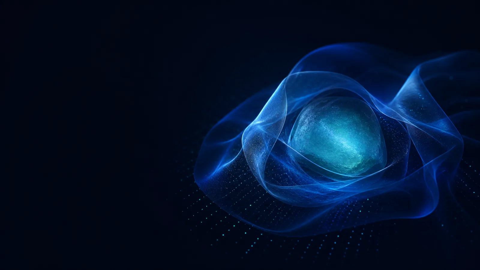 Geschützter Lichtkern unter einer transparenten blauen Hülle
