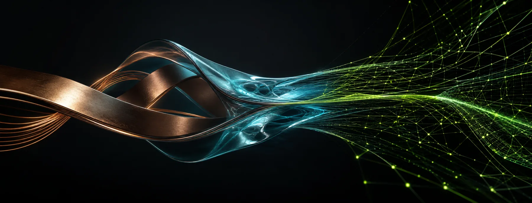 Metall, transparente Oberfläche und Datenstruktur verbinden sich zu einem System