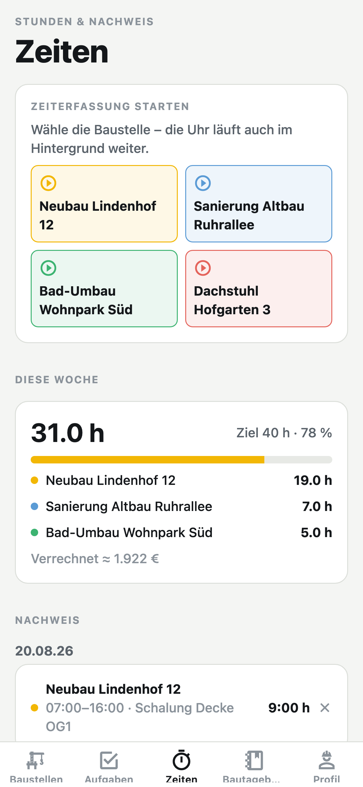 Polier mobile Produktansicht