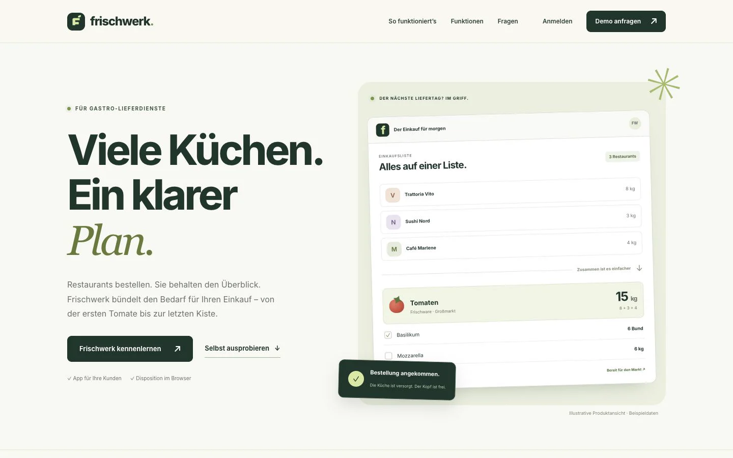 Frischwerk: Einstieg der Landingpage