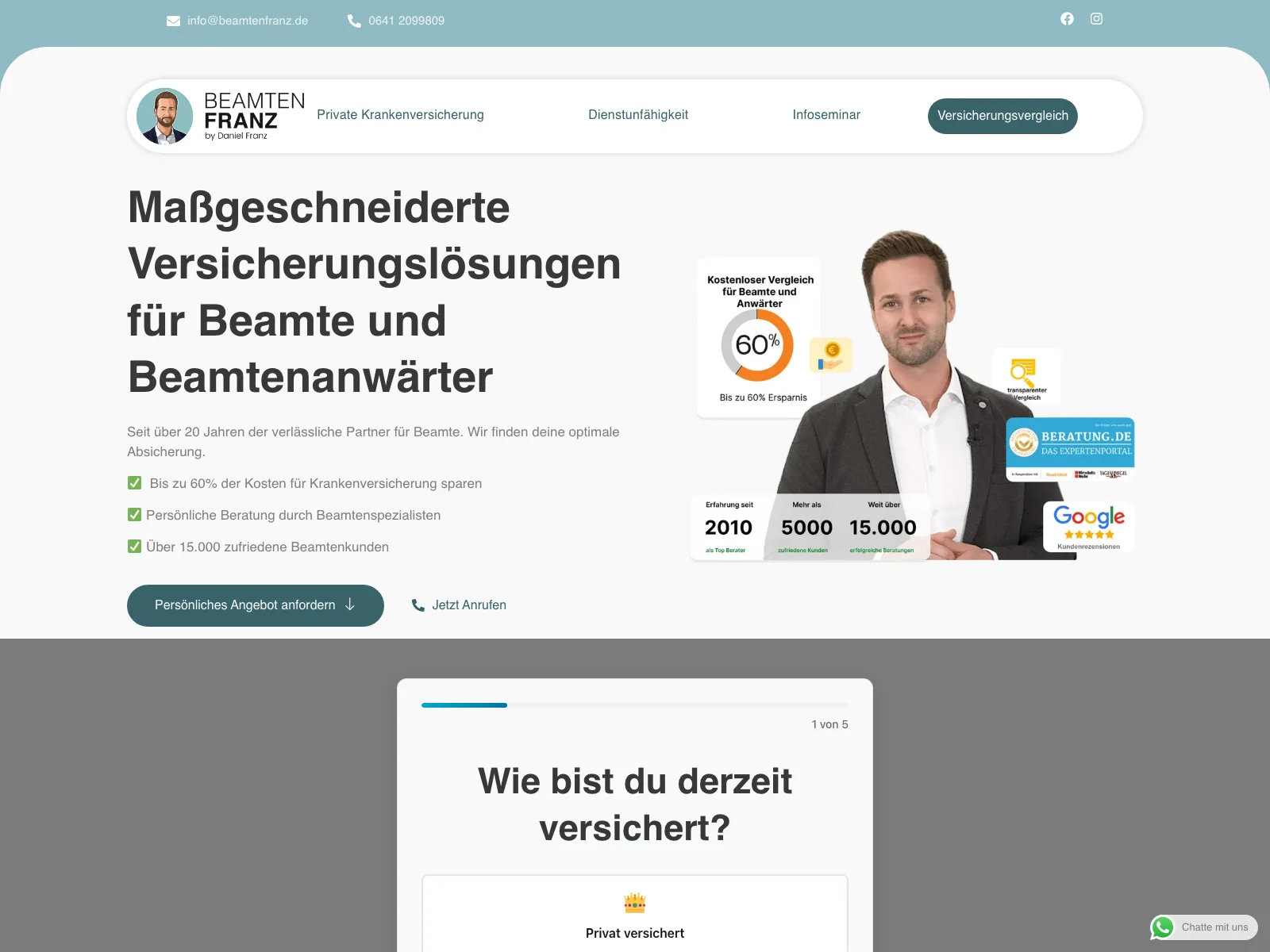 Responsive Website von BeamtenFranz – Beratung & Versicherung