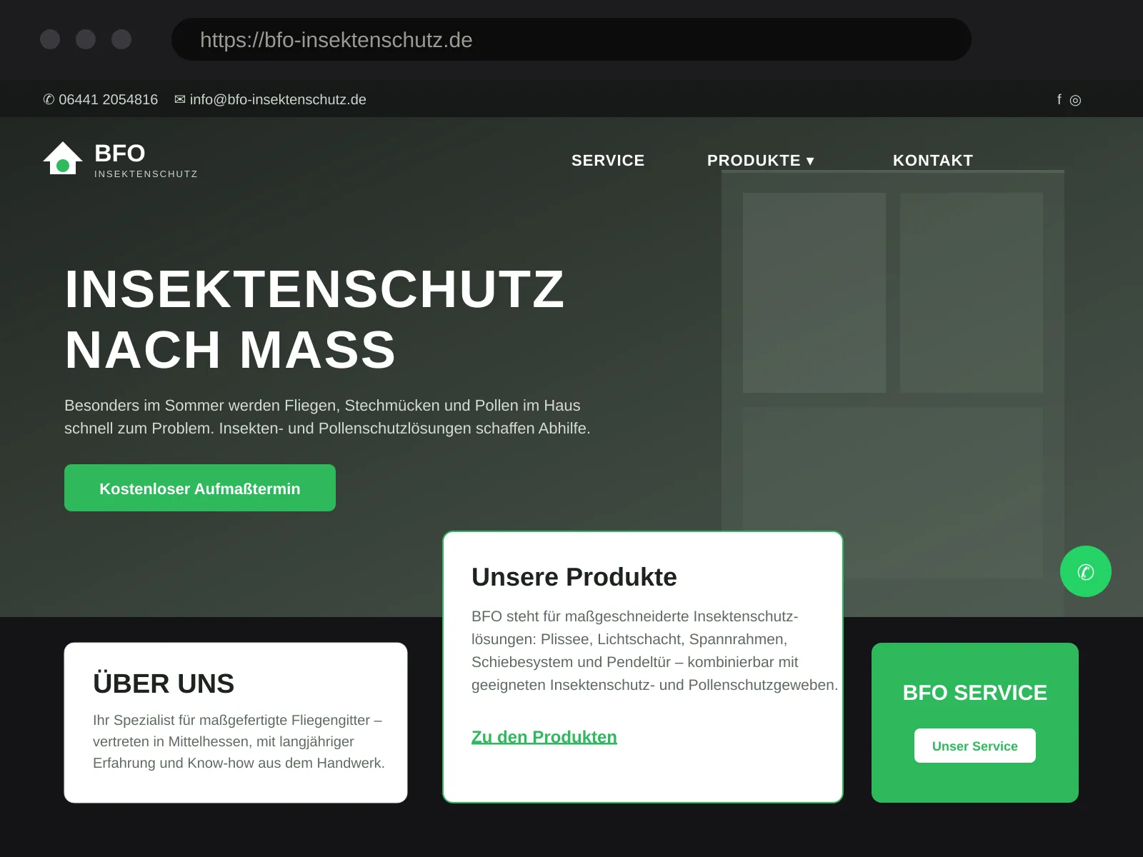 Website von BFO Insektenschutz – Handwerk & Manufaktur