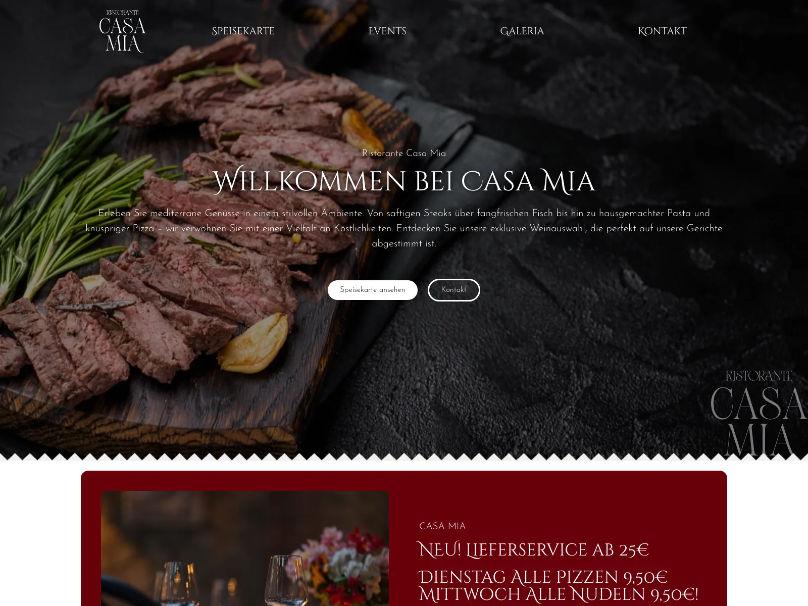 Responsive Website von Casa Mia – Gastronomie