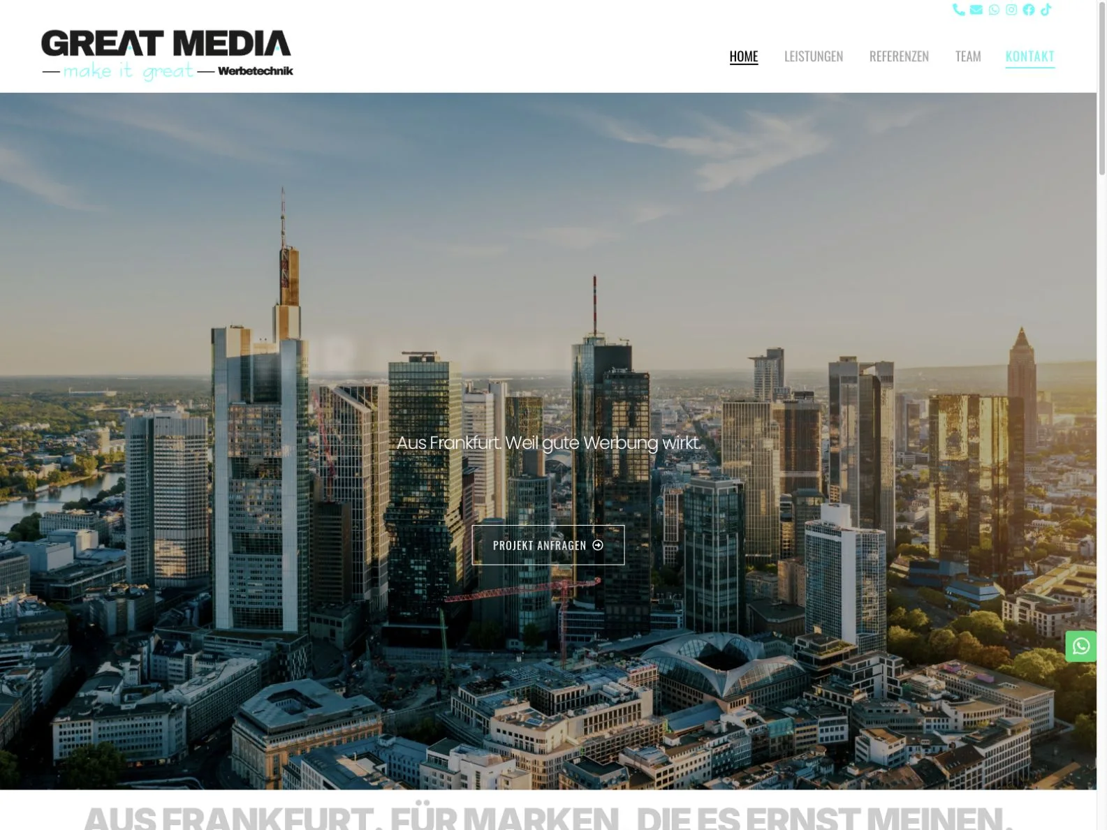 Website von Great Media – Werbetechnik & Markenräume
