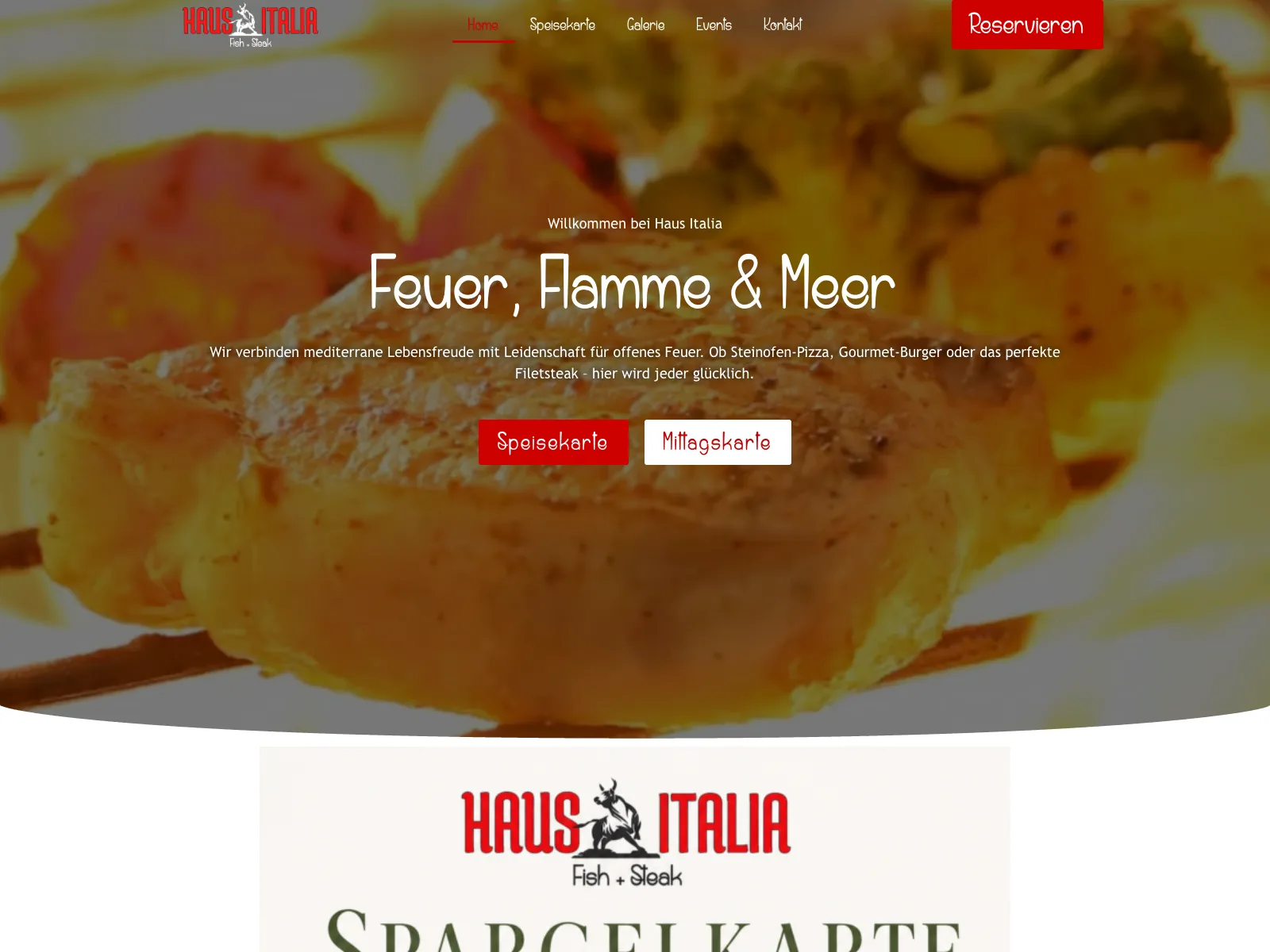 Responsive Website von Haus Italia – Gastronomie