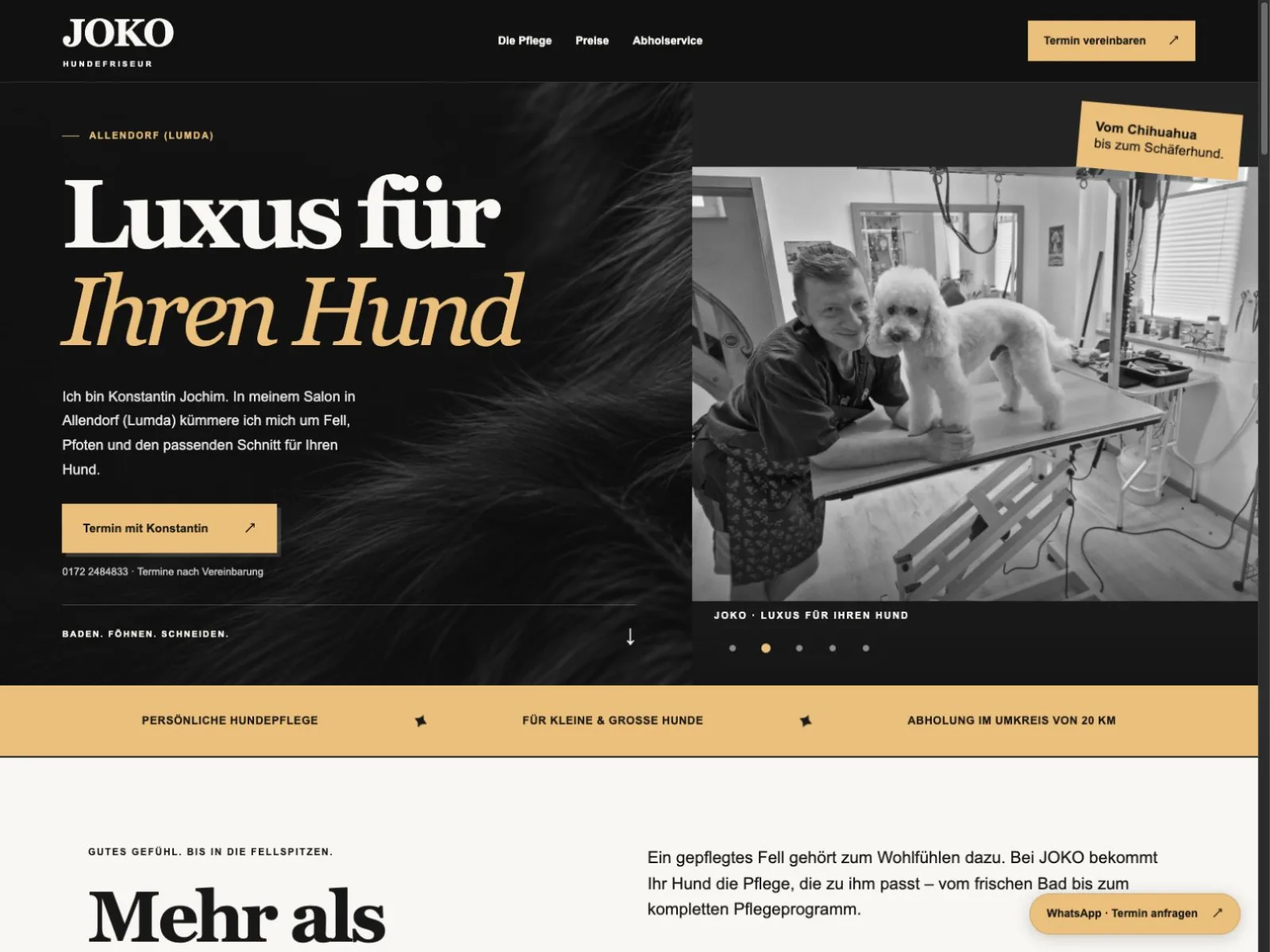 Responsive Website von JOKO – Hundepflege & lokaler Service
