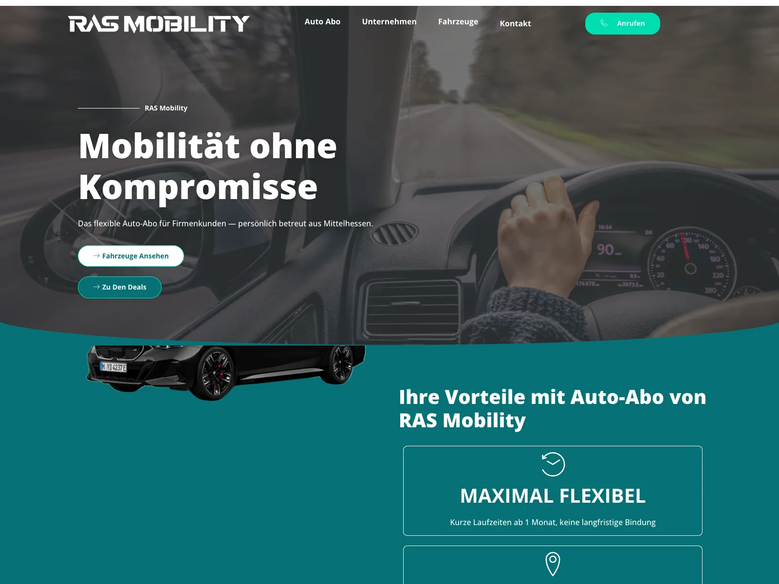 Responsive Website von RAS Mobility – Auto-Abo & Plattform