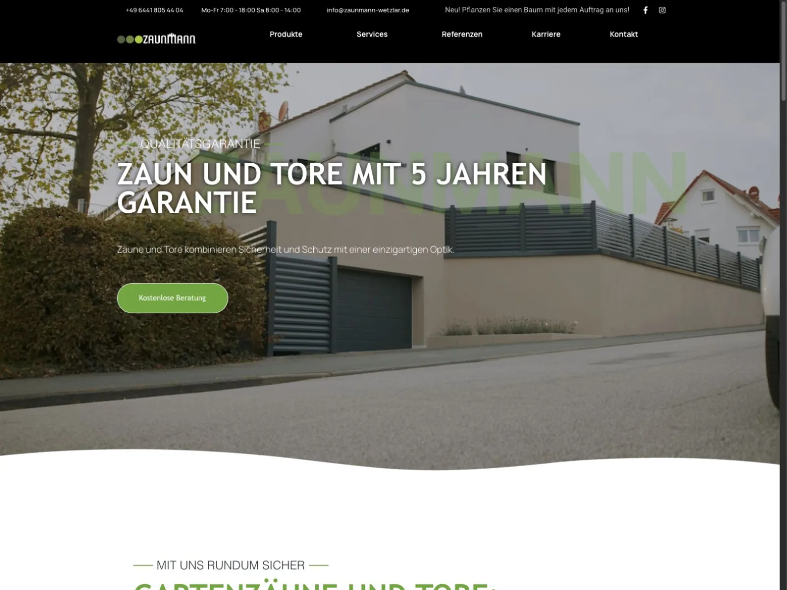 Website von Zaunmann Wetzlar – Zaunbau & Torsysteme